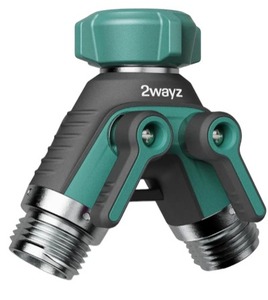 lot 17837 image: 2WAYZ Dual Outlet Water Hose Splitter - Heavy-Duty Brass Y Connector, 360  Rotation, Easy Installation, Leak-Proof Design with Spigot Extender - Ideal for Garden, Washing Machines, Outdoor Faucets