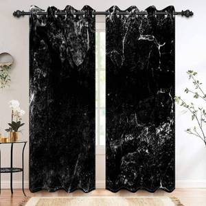 lot 17841 image: Renaiss Black Marble Blackout Curtains, Black and White Marble Texture Print Bedroom Window Curtains Luxury Modern Art Thermal Insulated Window Drapes for Kitchen 29W x 55L Set of 2 Panels