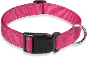 lot 17844 image: Reflective Dog Collar with Buckle Adjustable Safety Nylon Collars for Small Medium Large Dogs, Pink M