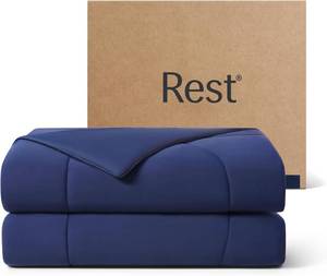 REST  Evercool  Cooling Comforter, Full/Queen, Blanket for Hot Sleepers, All Season Bedding to Keep Cool for Night Sweats, Breathable Lightweight Blanket, 90"x90" Inches, Midnight Blue - Retail: $148.85