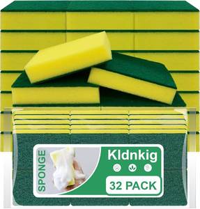 lot 22489 image: Cleaning Sponge,32 Pack Dual-Sided Dishwashing Sponge for Kitchen, Cleans Fast Without Scratching,Eco Safe on Non-Stick Cookware,Scrub Pads for Dishes,Pans All at Once