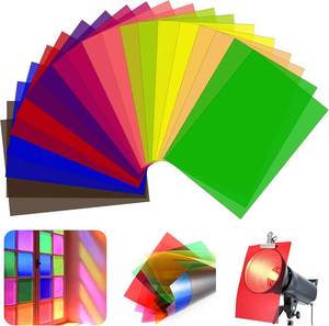 lot 22492 image: 20 Pack Gel Light Filter Sheets, A4 Size Transparency Colored Plastic Sheets,Light Gel Filters for Photography Studio Lighting, Stage LED Light,Headlight Film,DIY Tinted Window Film&Light Diffuser