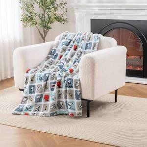 lot 22505 image: Berkshire Blanket Peanuts VelvetLoft Cute Character Snoopy Plush Throw Blanket,Peanuts Snoopy Woof Blue,Throw 55 in x 70 in (Official Peanuts Product)