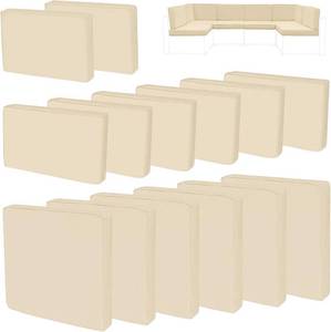 lot 22509 image: 14Pieces Patio Cushion Covers Replacement Outdoor Couch Cushions Covers Splashproof Sofa Slipcovers Set with Zippers,Patio Furniture Protector Cover Only(Beige,25 25 3.15 inches)