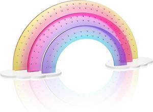 lot 22529 image: NiHome Rainbow Shaped Gradient Acrylic Earring Organizer with 140 Holes, Multicolored Jewelry Display Stand with White Cloud Base for 70 Pairs of Earrings for Home, Office, Travel, Vanity Use