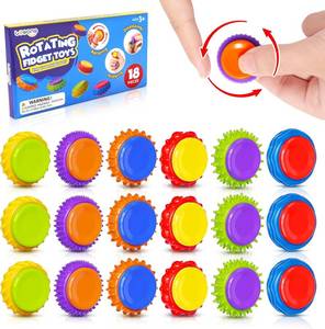 lot 22532 image: LESONG Fidget Sensory Toys for Kids Textured Finger Spinners 18 Pack for Autism Kids - Fidgets for Students Classroom Prizes - Gifts Stocking Stuffers for Boys Girls