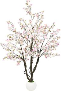 lot 22625 image: Caxchiling 5FT Cherry Bloosom Tree for Indoor Outdoor, Artificial Pink Tree with Ball-Shaped Pot and Moss Topper, Faux Large Floor Plants for Home Office Living Room Bedroom Doorway Hallway Decor