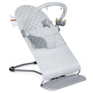 lot 22628 image: Orzbow Baby Bouncer, Portable Baby Bouncer Seat for 0-18 Months Up to 20 lbs - 3 Recline Positions, Foldable Infant Bouncy Seat with Removable Play Bar, Ergonomic Design, Grey
