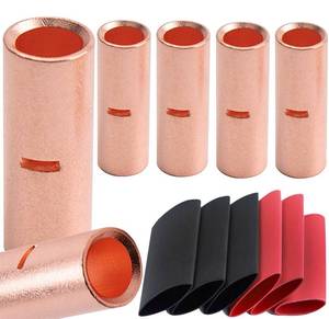 lot 18335 image: SVAAR 6 PCS 000 Gauge Non Insulated Butt Connectors 30 AWG Uninsulated Butt Splice Connectors Crimp Repair Butt Splices Kit Bare Pure Copper Seamless Barrel Splice Terminals & 6PCS 31 Heat Shrinks
