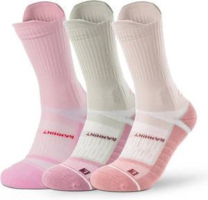lot 18352 image: Coolmax Compression Running Socks for Women 3 Pairs, Anti-Blister Moisture Wicking Boot Crew Cushion Athletic Workout Socks
