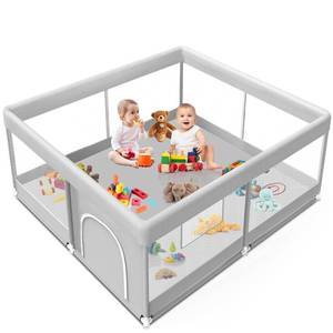 lot 18364 image: Baby Playpen 50x50 Inch, Playpen for Babies and Toddlers Baby Playpen Fence Playard Activity Center, Without MAT Included (MAT NOT INCLUDED)