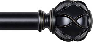 lot 18370 image: KAMANINA Black Curtain Rod for Windows 72 to 144 Inches (6-12ft) Long Heavy Duty Curtain Rods, 78 Inch Adjustable Drapery Rods with Decorative Netted Texture Finials