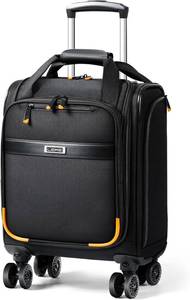 lot 18386 image: Underseat Carry On Luggage with Spinner Wheels,16 Inch Softside Suitcase with Detachable Wheels, Lightweight Travel Luggage Bag for Men Women, Black