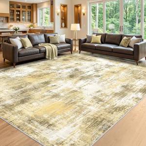 lot 18403 image: 6x9Ft Living Room Rugs Non-Slip Modern Abstract Rug Washable Rugs Carpet for Bedroom Pile Rug for Living Room Bedroom, Dining Room, Kids Playroom, Home Office Yellow