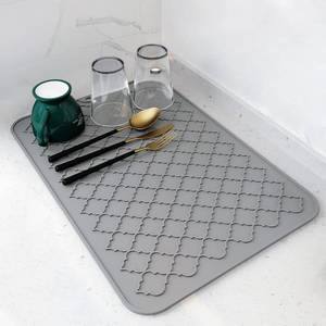 lot 18408 image: AMOAMI-Dish Drying Mats for Kitchen Counter-Silicone Dish Drying Mat-Kitchen Dish Drying Pad Heat Resistant Mat-Kitchen Gadgets Kitchen Accessories Kitchen Small Appliances(12 x 16, GREY)
