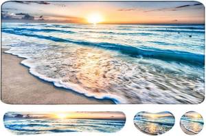lot 18413 image: 4-in-1 Large Gaming Mouse Pad, Keyboard Wrist Rest Pad & Wrist Support Mousepad Set, Extended Desk Pad Waterproof Desk Mat for Home Office Study Game-Beach