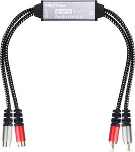 lot 18415 image: Pro U101 Mini RCA Passive Ground Loop Noise Isolation Box Build-in Nylon Braided Cords Audio Noise Filter for HomeCarOfficial Audio Playing Systems HumBuzzing Problems