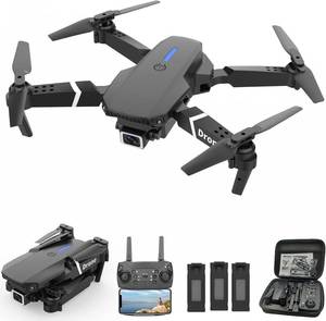 lot 18427 image: MOCVOO Drone with Dual Camera for Adults Kids, Foldable RC Quadcopter for Beginners, Toys Drone, 1080P FPV Video, 3 Batteries, Carrying Case, One Key Start, Headless Mode, Waypoints fly, 360  Flips