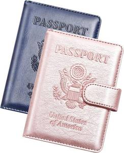 lot 18434 image: Herain Passport Holder for Travel Essentials, 2 Pcs Passport Cover Wallet Case Travel Gifts Women Men Family, RFID Passports Book Card Holders Travels Cruise Accessories Must Haves