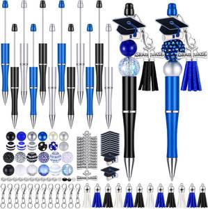 lot 18445 image: Jutom 12 Pcs Graduation Beadable Pens with 50 Pcs Focal Beads 12 Tassels 12 Cap Pendants DIY Making Kit for Office Gift