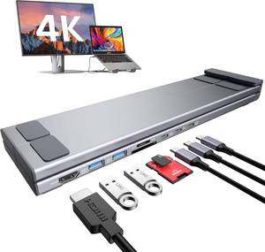 lot 18448 image: Mukiya USB C Laptop Docking Station Stand, Dock Tablet Stand, 8 in 1 USB C Hub with 4K HDMI, 2 USB 3.0, PD 100W, Universal Computer Holder Dock Station for MacBook ProAirDellHPSurfaceLenovo