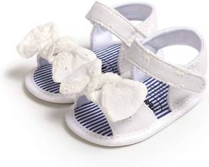 lot 18456 image: Infant Baby Girls Summer Sandals with Flower Bowknot Soft Sole Wedding Dress Flats Newborn First Walkers Crib Dress Shoes