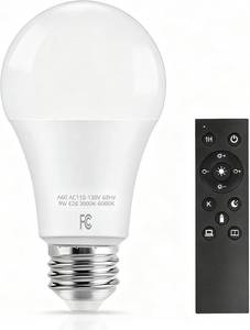lot 22538 image: Remote Control Light Bulbs, A19 LED Bulb, 9W LED Bulb (60W Equivalent), 810LM, 3000K-6000K Dimmable 10%-100%, E26 Base, Light Bulb with Timer for Living Room, Bedroom, 1-Pack