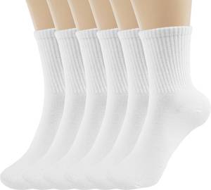 lot 22542 image: BomKinta Women Casual Calf Socks - Cute Cotton Crew Socks - Soft Above Ankle Sock Gifts 6 Pairs Size 5-10