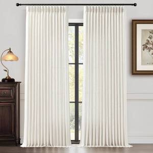 lot 22547 image: 90 Inch Curtains Pinch Pleated Linen Curtain for Living Room, Floor to Ceiling Light Filtering Pleat Drapes Natural Textured Thick Semi-Sheer Window Curtains with Hooks for Bedroom Farmhouse, 2 Panels