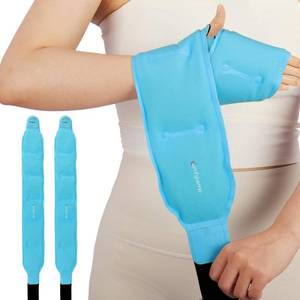lot 22563 image: Comfytemp 24.5 Extra Long Wrist Ice Pack Wrap for Carpal Tunnel Relief, FSA Eligible HSA, Reusable Gel Wrist Brace Hot Cold Compress for Hand Forearm Pain, arthritis, Injuries, Recovery Item, 2 Packs