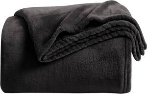lot 22605 image: KMUSET Super Soft Throw Blanket Premium Silky Flannel Fleece Throw Size Black Microfiber Lightweight Blanket All Season Use