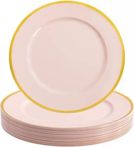 lot 22617 image: WDF 19 Pack Pink Charger Plates - 12Inch Pink Chargers for Dinner Plates - Heavy Duty Plastic Chargers for Baby ShowerBridal ShowerWeddingPartyTabletop Decor