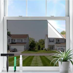 lot 22622 image: rabbitgoo One Way Privacy Window Film Window Tint for Home with Tools, UV Blocking Heat Control Static Cling No Glue, Daytime Privacy See Out Not in, 17.5 Inch X 6.5 Feet, Black Silver