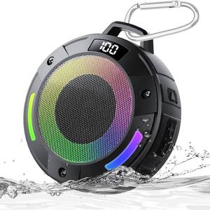 lot 22656 image: Bluetooth Speaker, 2026 Portable Wireless Shower Speaker, Digital Display Portable Speaker with Detachable hook ,IPX7 Waterproof with LED Light, HD Sound & Bass for Bathroom, Pool, Beach & Outdoor