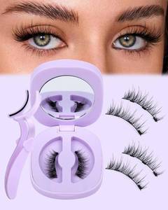lot 22660 image: Cat Eye Magnetic Eyelashes Natural Look Wispy Magentic Lashes Reusable Magnetic Eyelashes with Applicator No Glue Needed Press on Magnetic Lashes by JIMIRE Quick to Wear by JIMIRE