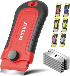 lot 22661 image: DIYSELF 1 Pack Razor Blade Scraper with 15 Extra Blades, Scraper Tool for Cleaning Window, Paint, Cooktop, Oven, Glass Stove Top Scraper, Razor Scraper with Buit-In Blade Storage