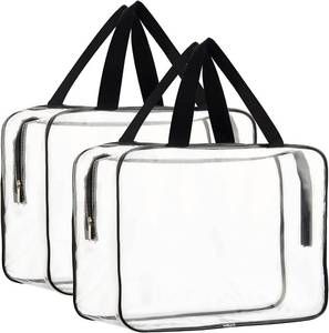 lot 22664 image: HAOGUAGUA 2-Piece Large Clear Makeup Cosmetic Organizer Bag, Plastic Tote Bags, Waterproof Transparent Handbag Purse