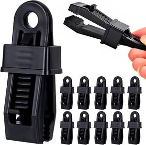 lot 22669 image: Heavy Duty Lock Grip Tarp Clips - 30 Pcs, Multipurpose Fix Clamp for Awnings, Camping Tent, Caravan Canopies & Shade Cloth (Black)
