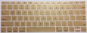 lot 22677 image: Se7enline Compatible with Keyboard Cover Compatible with MacBook 12 inch & MacBook Pro 13 inch Without Touch Bar Silicone Protector Skin Model A1534A1931A1708, Gold