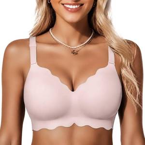 lot 22681 image: COCOMARTS Jelly Bras for Women No Underwire Scalloped Push Up Wireless Bralettes Seamless Soft Comfort Everyday Tshirt Bra Size 3XL