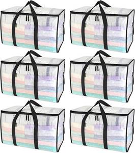 lot 22692 image: BALEINE 6-Pack Oversized Moving Bags with Reinforced Handles, Heavy-Duty Storage Tote for Clothes, Moving Supplies (Clear, 6-Pack)