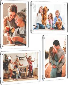 lot 22697 image: 4 Pack 4x6 Magnetic Picture Frame for Refrigerator, Clear Acrylic Magnetic Photo Frame for Fridge, Locker & Whiteboard, Vertical or Horizontal Standard Size Frame for Home & Office Decor