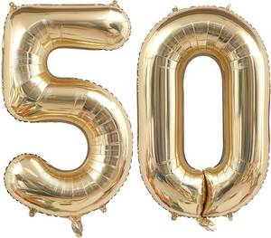 lot 22708 image: Champagne Gold 50 Balloon Number,40 Inch Light Gold 50 Balloons Big Foil Mylar Helium Number 50 Balloon for Birthday Party Anniversary Decorations