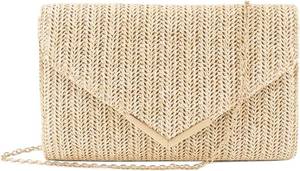 lot 22717 image: Womens Straw Woven Clutch Handmade Weaving Shoulder Bag Purse for Wedding Prom Party