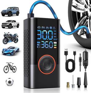 lot 22729 image: Tire Inflator Portable Air Compressor Portable Cordless Mini Air Pump with Digital Pressure Gauge Inflater 150PSI 3X Fast Inflation Auto Shutoff Large Battery Tires Pump for Cars Motors Bikes Balls