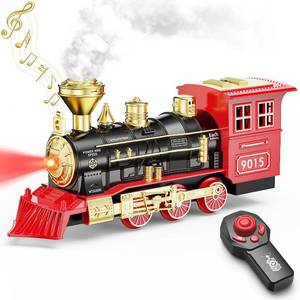 lot 22730 image: Hot Bee Remote Control Train Locomotive, Train Steam Engine Toy wSmoke, Lights & Sounds, Christmas Trains Toys Gifts for 3 4 5 6 7 8 Years Old Kids