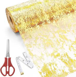 lot 22735 image: Tegeme Metallic Gold Table Runner 11 Inch x 99 Feet Glitter Metallic Foil Thin Decor Gold Fabric Sequin Table Decorations with Scissors and Soft Ruler for Celebrations Birthdays Weddings Party