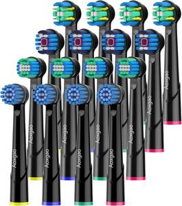 lot 22738 image: Replacement Heads Compatible with Oral B Electric Toothbrush, 16 Pcs Toothbrush Heads for Oral-b Braun Refill Pro 1000 2000 3000 500 Vitality Genius x (Black)