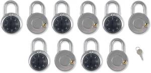 lot 22743 image: Combination Locks with Single Override Control Key Ideal for Lockers - Set of 10 Candados de Combinacion 946-10