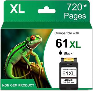 lot 22763 image: Printer Ink 61XL 61 Black Ink Cartridge Compatible for HP Ink 61 HP61 HP61XL Black Work with Envy 4500 4502 5530 5535 5534 Officejet 4630 4635 Deskjet 1000 1010 1510